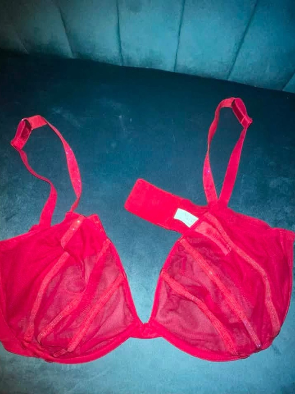 Victoria's Secret Red Sheer Underwire Bra NWOT